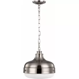 2 Bulb Ceiling Pendant Light Polished Nickel Finish Brushed Steel LED E27 75W