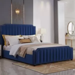 Envisage Trade - Klara Upholstered Beds - Plush Velvet, Double Size Frame, Blue - Blue