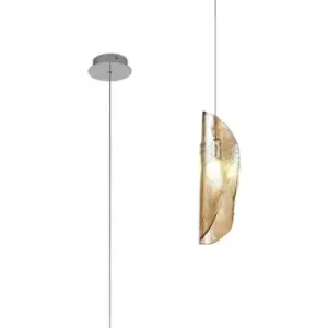 Luminosa Lighting - Luminosa Pendant 2m, 1 x G9, Polished Chrome, Amber Glass