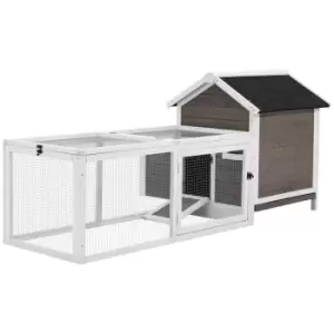 Pawhut Wooden Chicken Coop w/ Removable Tray, Nesting Box, Run and Ramp - Grey