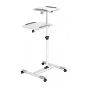 Manhattan Mobile Cart for Projectors and Laptops Two Trays for Devices up to 10KG Trays Tilt and Swivel Height Adjustable Grey/White Lifetime Warranty