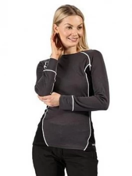 Regatta Beru Long Sleeved Base Layer - Grey/Black, Size 10, Women