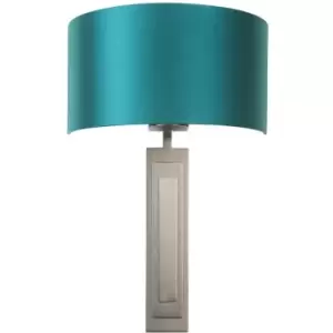 Merano Olbia Wall Lamp Brushed Bronze Plate & Teal Satin Fabric