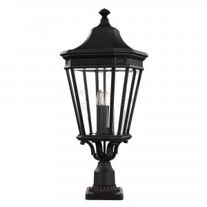 3 Light Large Outdoor Pedestal Light Black IP44, E14