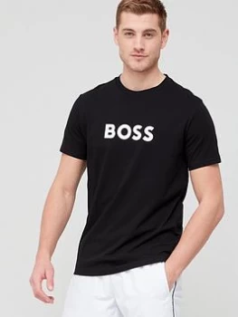 BOSS Logo Swim T-Shirt - Black, Size S, Men