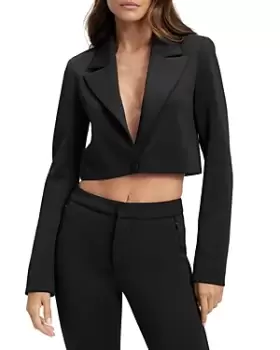 Good American Shiny Scuba Cropped Blazer