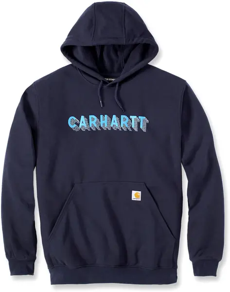 Carhartt Rain Defender Lose Fit Midweight Logo Graphic Hoodie, blue, Size S