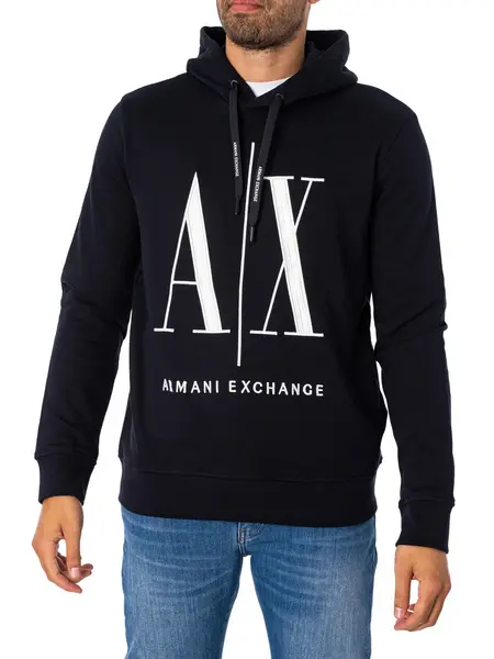 Armani Exchange Graphic Pullover Hoodie Navy L