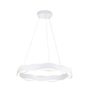 Hello LED Round Circular Ceiling Pendant Matt White Phase Cut Dimming 100cm 3450lm 2700K