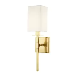 Taunton 1 Light Wall Sconce Aged Brass with Off White Shade