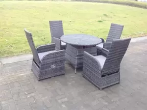 Fimous 4 Seater Outdoor Dark Grey Wicker Rattan Lounge Complete Sofa Set with Round Table