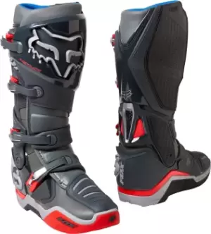 FOX Instinct Motocross Boots, grey-red, Size 46, grey-red, Size 46