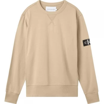 Calvin Klein Jeans Sleeve Badge Crew Sweatshirt - Travertine