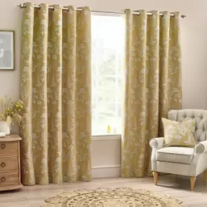 Sophia Room Darkening Eyelet Curtains Gold / 117 x 137cm