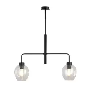 Lukka Black Multi Arm Pendant Ceiling Light with Clear Glass Shades, 2x E27