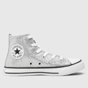 Converse Silver All Star Hi Glitter Girls Junior Trainers