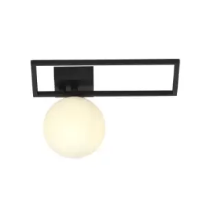 Emibig Imago Black Left Side Globe Ceiling Light with White Glass Shades, 1x E14