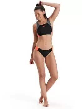 Speedo Colourblock Splice Bikini, Black, Size 30, Women