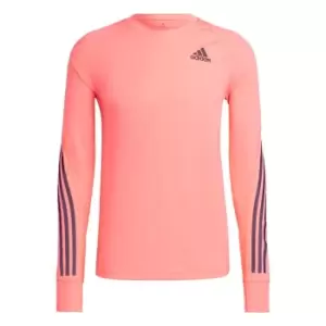 adidas Run Icon Full Reflective 3-Stripes Long-Sleeve Top - Pink