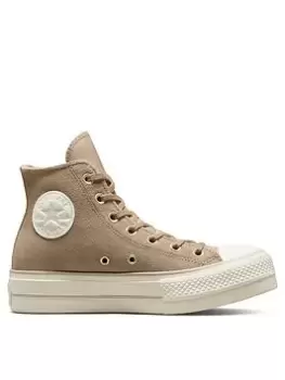 Converse Chuck Taylor All Star Lift Cozy Utility, Khaki, Size 6, Women