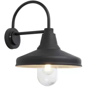 Endon Farmhouse Traditional Outdoor Dome Wall Light Textured Black Glass Shade, IP44