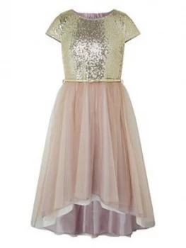 Monsoon Girls Kylie Cap Sleeve Tiered Prom Dress - Gold