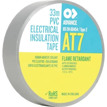 AT7 Grey PVC Insulation Tape - 25MM X 33M