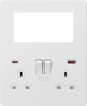 Screwless Small Multimedia Combination Plate with FASTCHARGE - Matt White 230V IP20