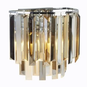 2 Light Wall Light Chrome, Glass Shade, E14