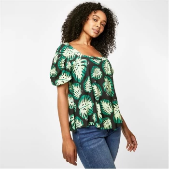 Biba Square Neck Top - Palm Print