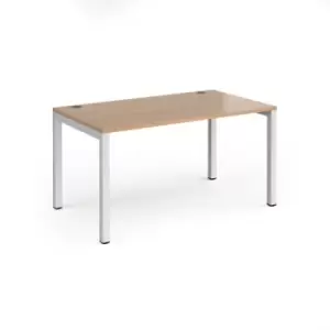 Bench Desk Single Person Starter Rectangular Desk 1400mm Beech Tops With White Frames 800mm Depth Connex