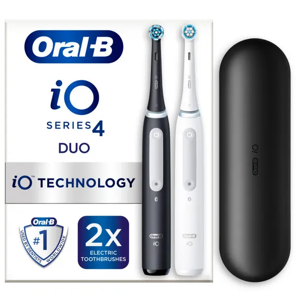 Oral B iO 4 Black & White Duo Electric Toothbrush 2Pcs