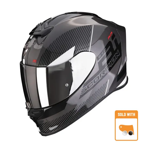 Scorpion Exo-R1 Evo Air Final Dark Silver-Black-White Full Face Helmet XS