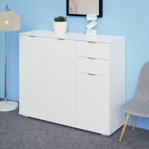 Highboard Alba White 107x74x35cm with 3 Doors 2 Drawers