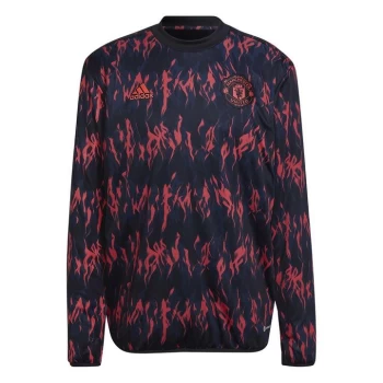 adidas Manchester United Pre Match Warm Top 2021 2022 Mens - Black