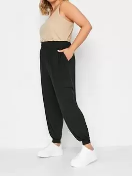 Yours Jersey Harem Cargo Trousers - Black, Size 20, Women