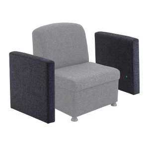 TC Office Single Glacier Arm for Modular Reception Chair, Charcoal