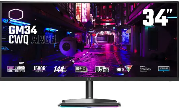 Cooler Master 34" GM34-CWQ UltraWide Quad HD Curved Gaming LED Monitor