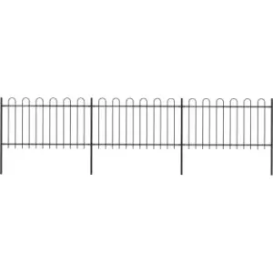 Garden Fence with Hoop Top Steel 5.1x1 m Black Vidaxl Black