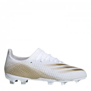 adidas X Ghosted .3 Childrens FG Football Boots - White/MetGold