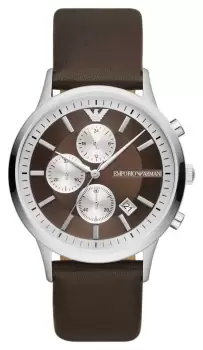 Emporio Armani AR11490 Mens Chronograph Brown Leather Strap Watch