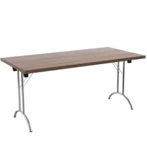 Tc One Union Folding Table 1600 x 800 Chrome Frame Dark Walnut Rectangular Top