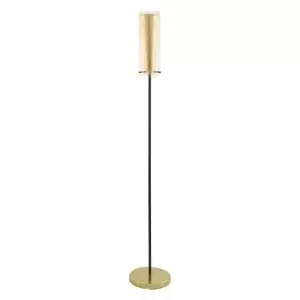 Floor Lamp Light Colour Black Shade Inner Gold Outer Clear Glass Bulb E27 1x60W