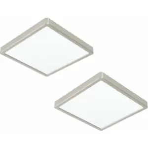 2 pack Ceiling Light Satin Nickel 285mm Square Surface Mounted 20W LED 3000K