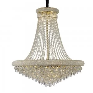 Ceiling Pendant Chandelier 20 Light French Gold, Crystal