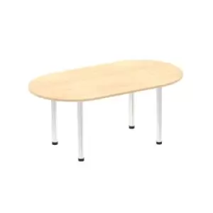 Impulse 1800mm Boardroom Table Maple Top Brushed Aluminium Post Leg