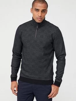 Ted Baker Half Zip Funnel Neck Sweatshirt - Black, Size 3, Men