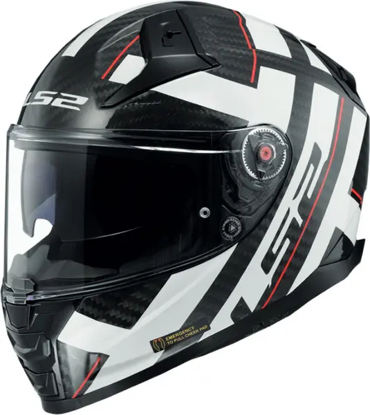 LS2 FF811 Vector II Carbon Strong Glossy White Full Face Helmet Size S