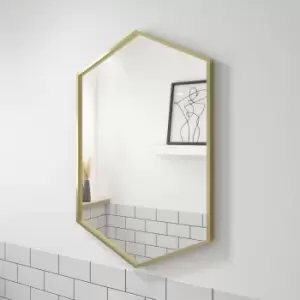 Hexagon Brushed Brass Bathroom Mirror - 500 x 750mm - Hexa