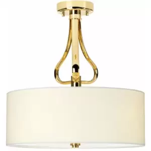 Loops - IP44 3 Bulb Semi Flush Light White Lamp Shade Bulb Incl French Gold LED G9 3.5W